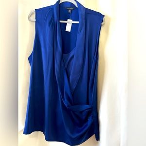 Banana Republic Sleeveless Faux Wrap Top XXL Navy